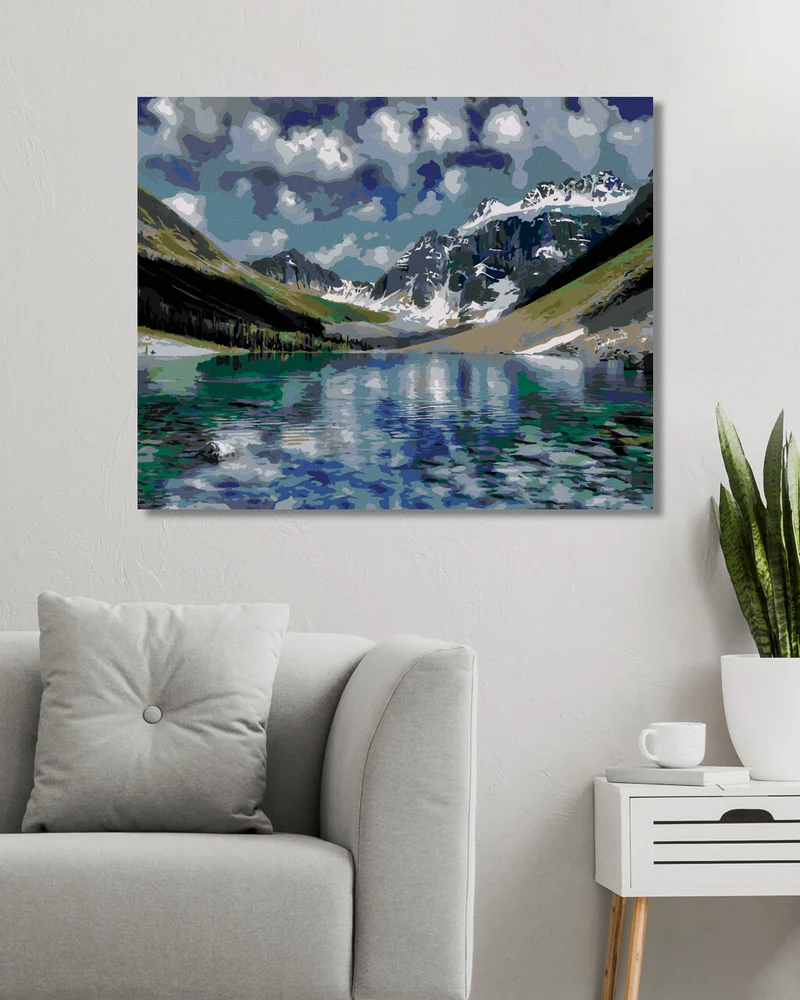 Diamond painting - SCHNEEBEDECKTE BERGE UND EIN KLARER SEE (DENNIS FRATES)
