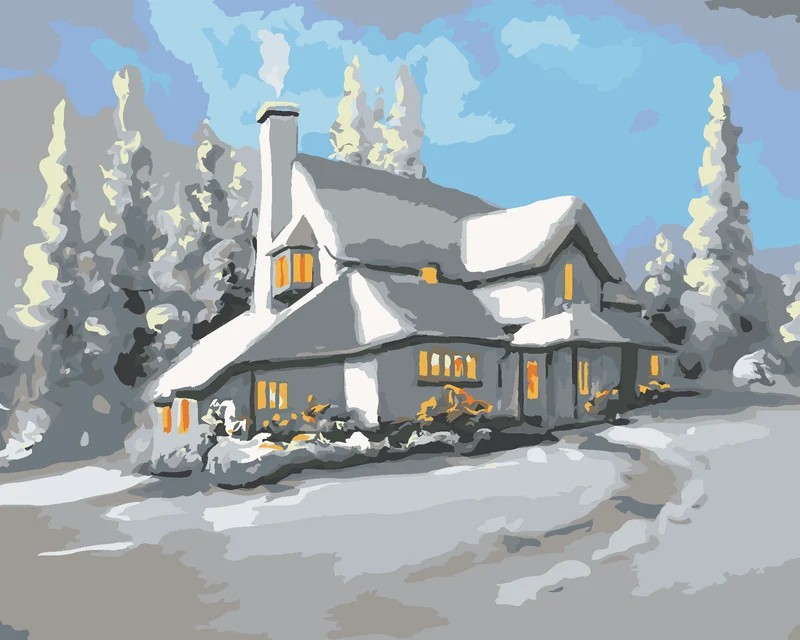 Diamond painting - VERSCHNEITES WEISSES HAUS (D. RUSTY RUST)