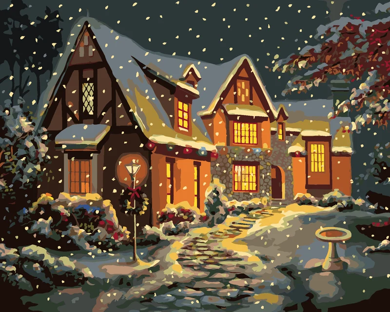 Diamond painting - SCHNEEBEDECKTES HAUS MIT STEINWEG (D. RUSTY RUST)