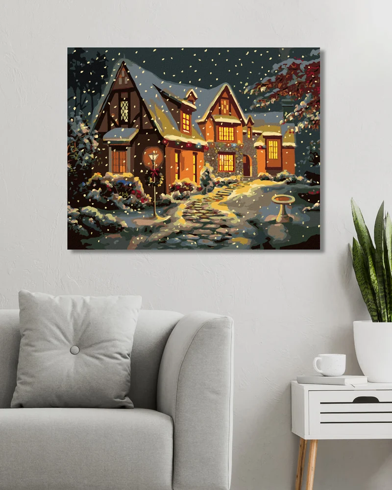Diamond painting - SCHNEEBEDECKTES HAUS MIT STEINWEG (D. RUSTY RUST)