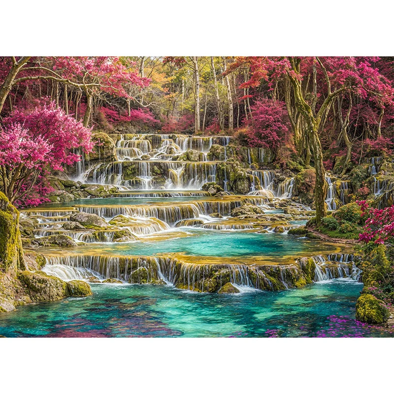 5D Diamond Painting – Kristallterrassen im Blütenhain