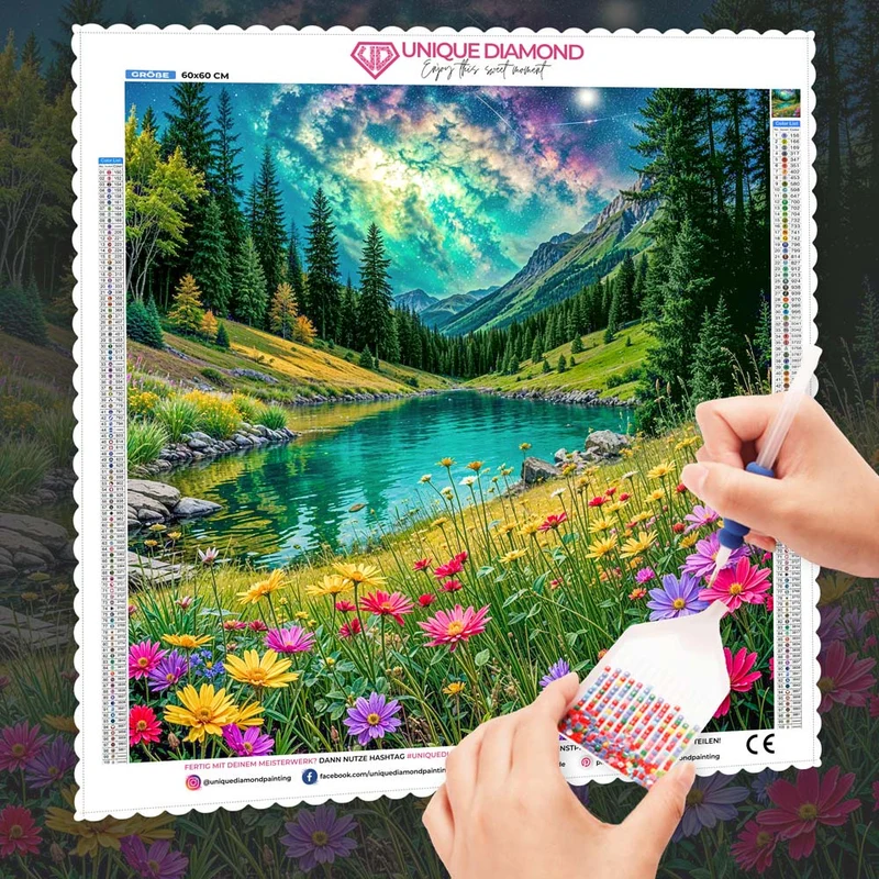 5D Diamond Painting – Sternenblüte am Himmelssee