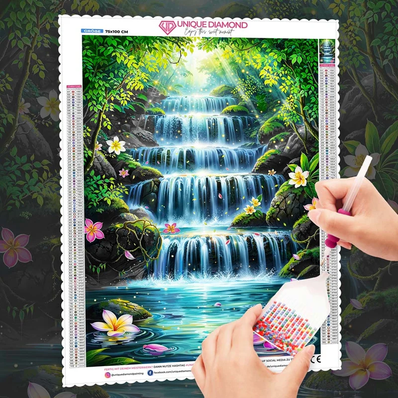 5D Diamond Painting – Paradiesischer Wasserfall Eden