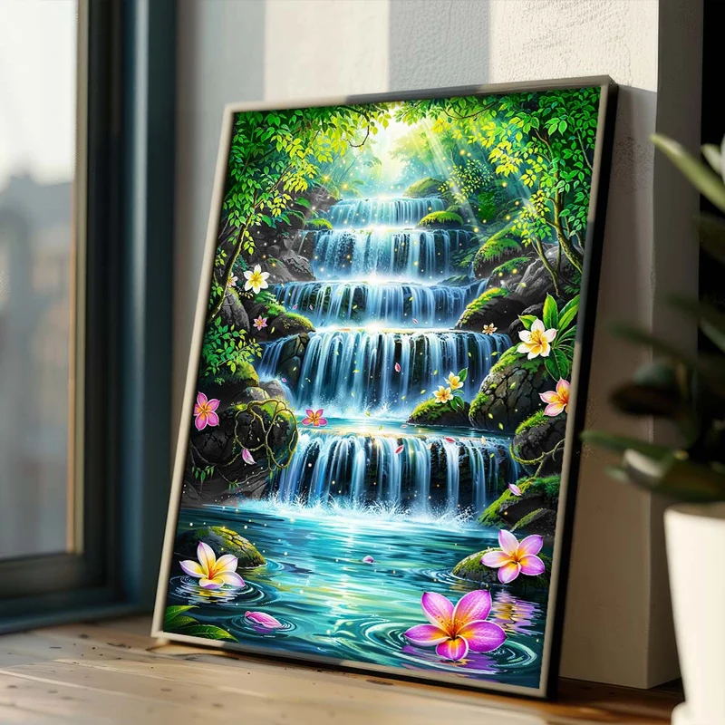 5D Diamond Painting – Paradiesischer Wasserfall Eden