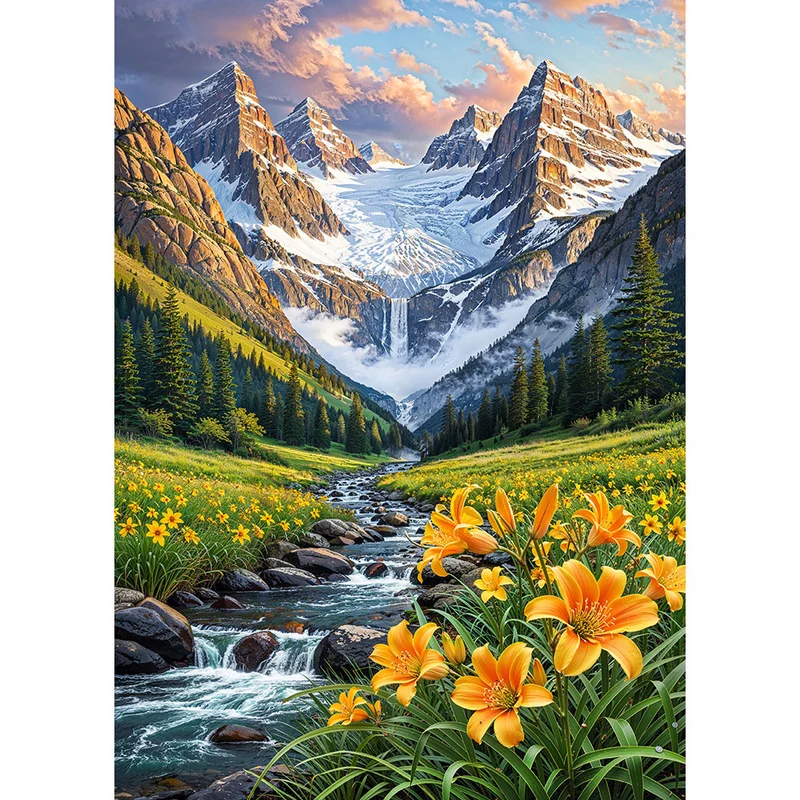 5D Diamond Painting – Tal der goldenen Lilien