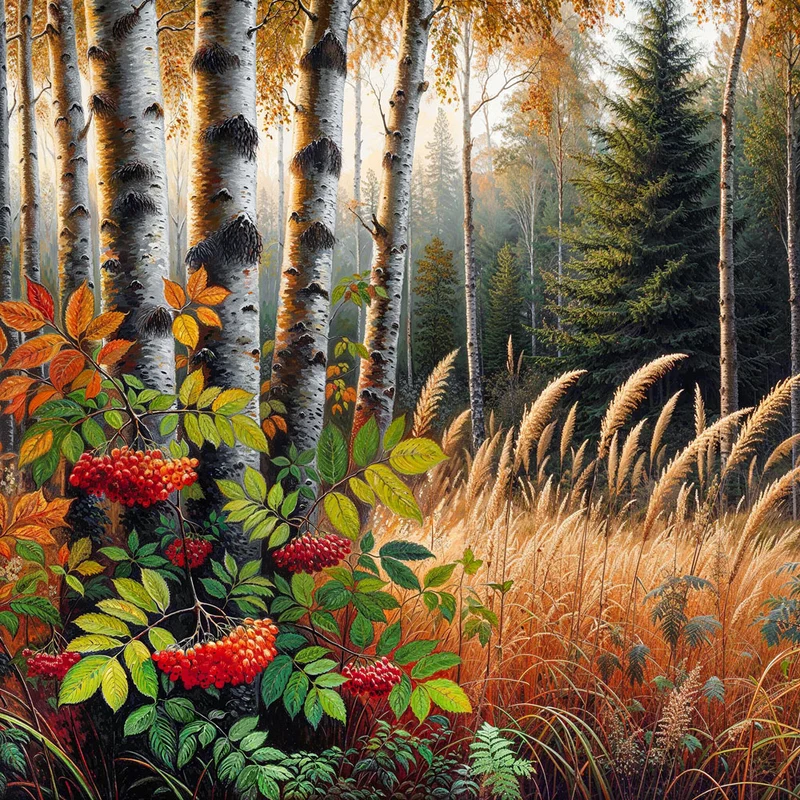 5D Diamond Painting – Herbstzauber im Birkenhain