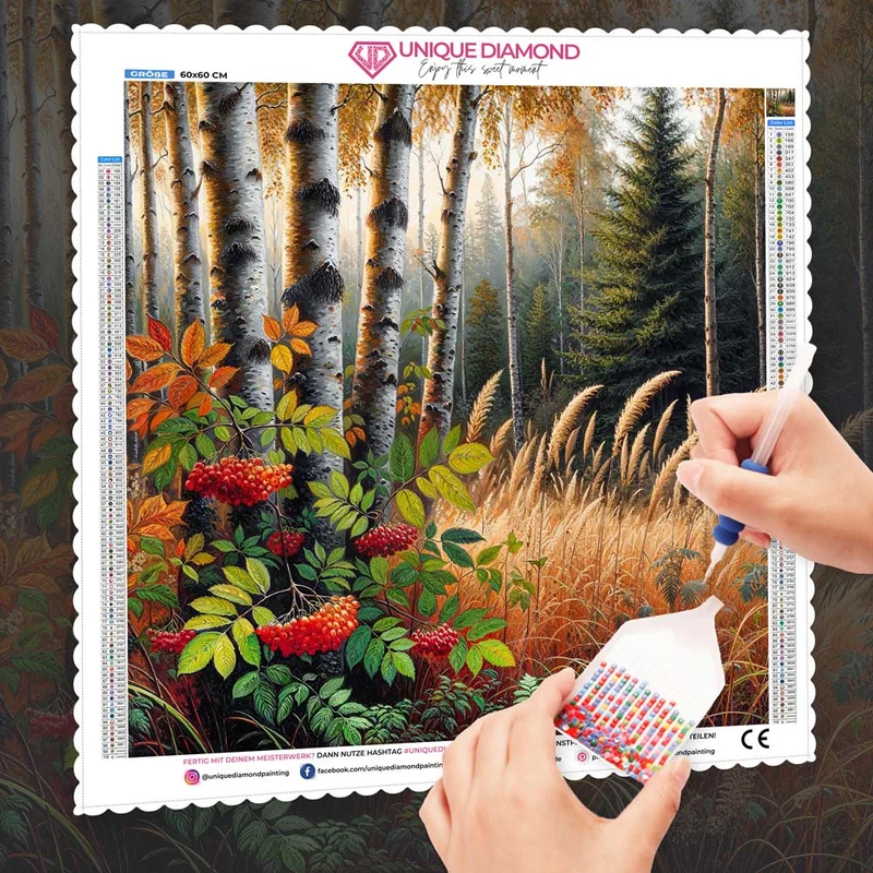 5D Diamond Painting – Herbstzauber im Birkenhain