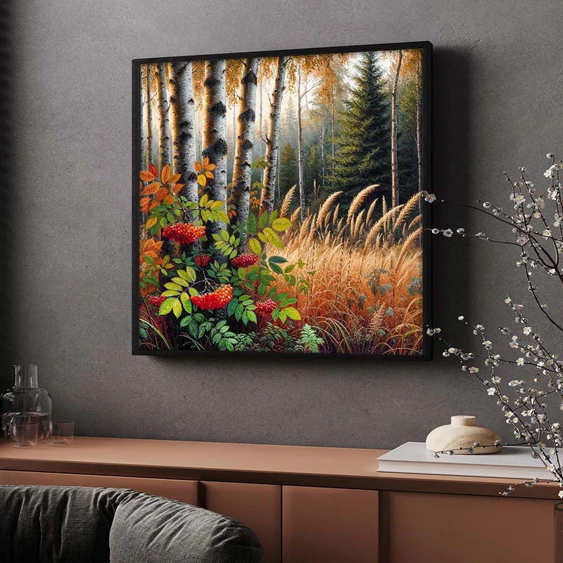 5D Diamond Painting – Herbstzauber im Birkenhain
