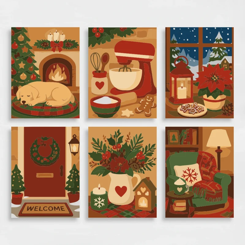 Cozy Christmas Home - Mini Paint by Numbers Set