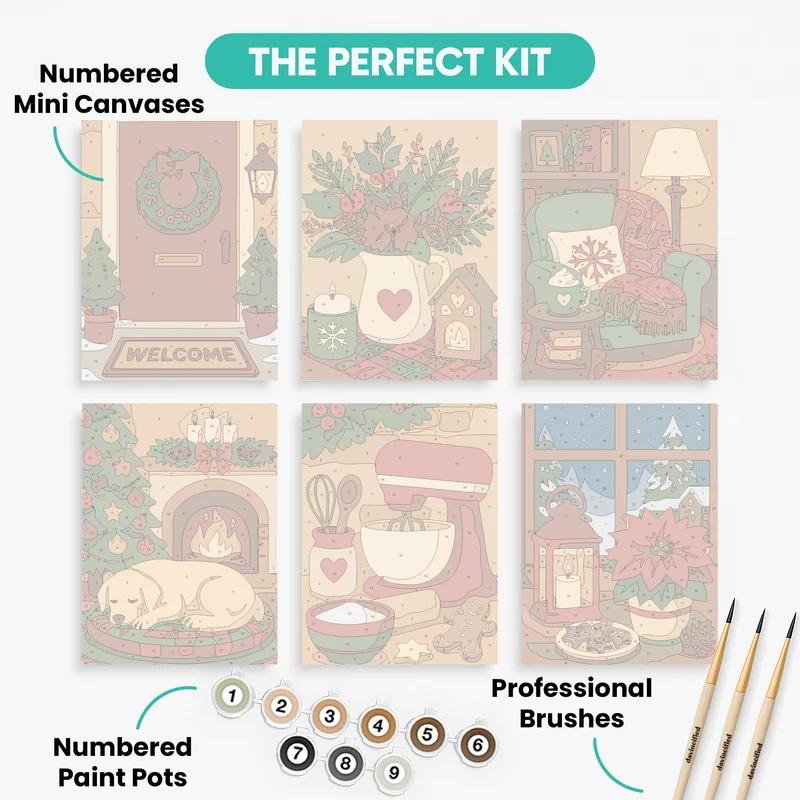 Cozy Christmas Home - Mini Paint by Numbers Set
