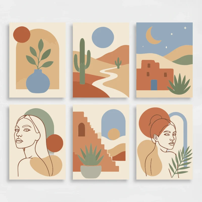 Boho Desert Portraits - Mini Paint by Numbers Set
