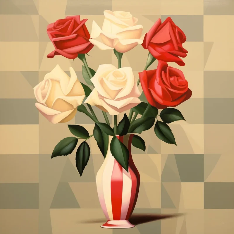 Striped Vase Of Roses Diamond Art Kit