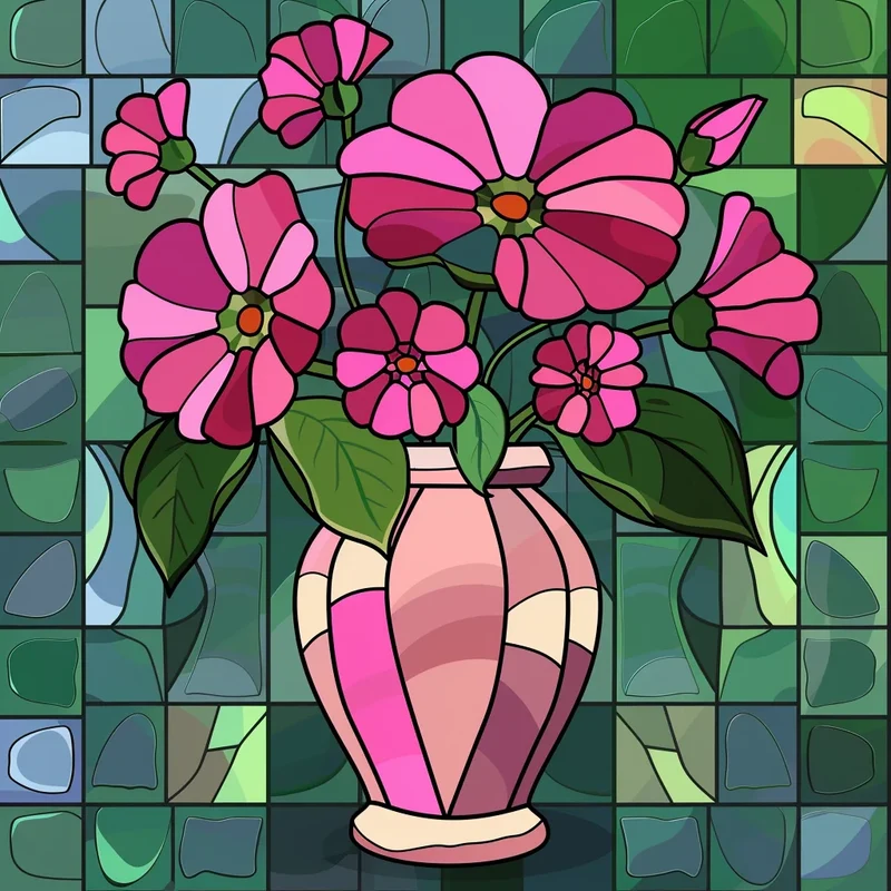 Shades Of Pink Abstract Flower Vase Diamond Art Kit