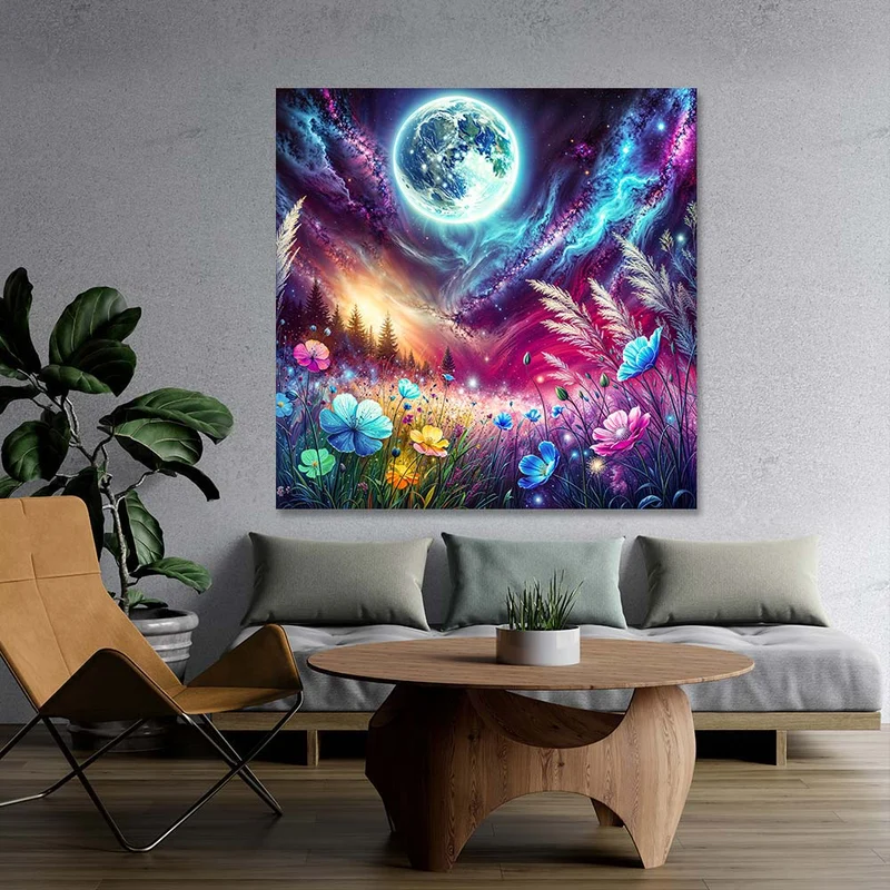 5D Diamond Painting – Blüten unter Sternenlicht