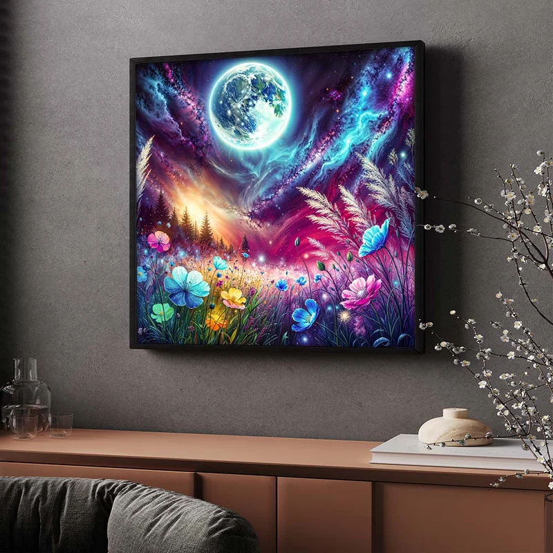 5D Diamond Painting – Blüten unter Sternenlicht