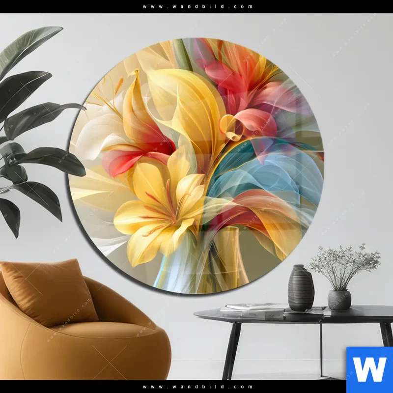 Acrylglasbild | Leuchtende Lilienträume | Rund