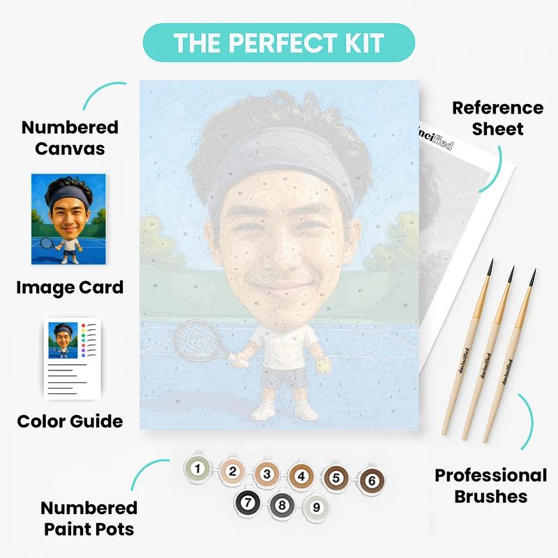 Tennis Star Bobblehead - Custom Paint by Numbers Kit