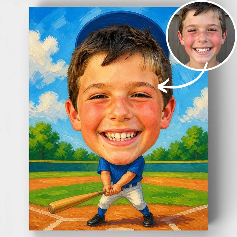 Baseball Slugger Bobblehead - Custom Paint by Numbers Kit