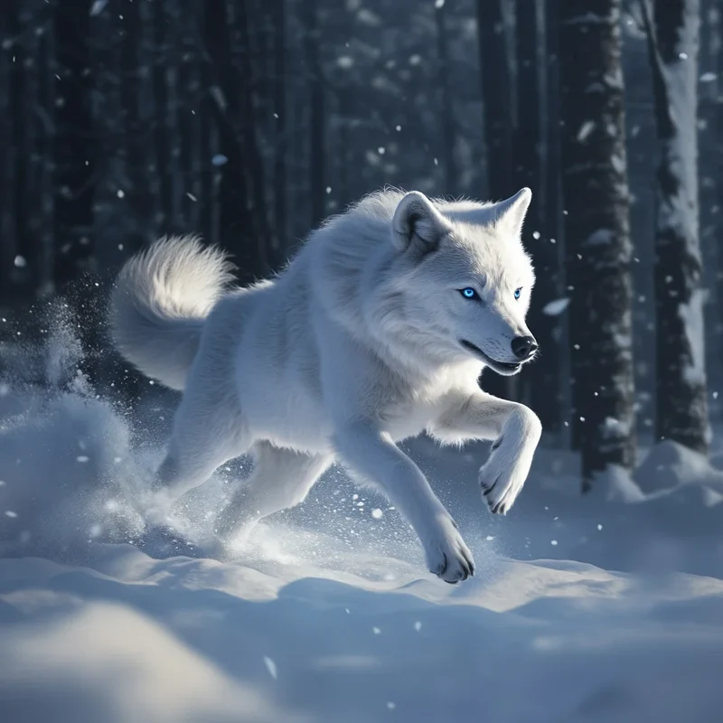 Running White Forest Wolf Diamond Art Kit