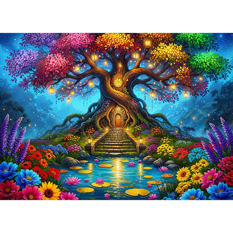 5D Diamond Painting – Baum der Lichterträume