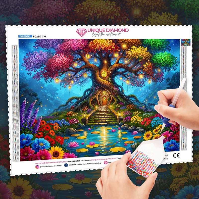 5D Diamond Painting – Baum der Lichterträume