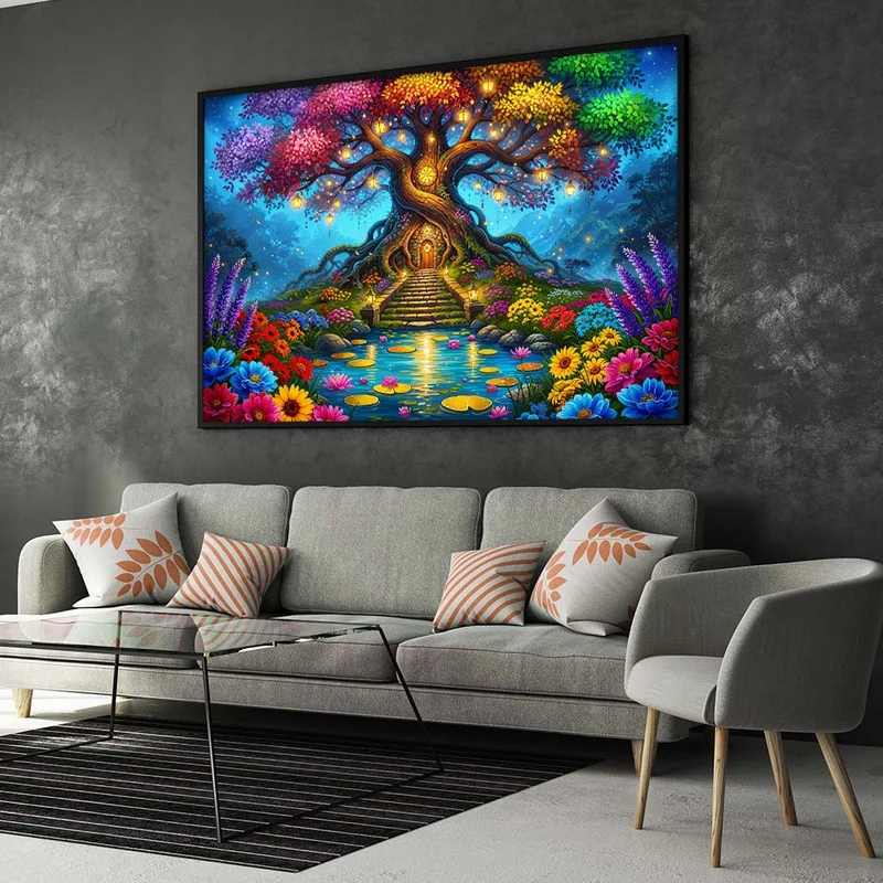 5D Diamond Painting – Baum der Lichterträume