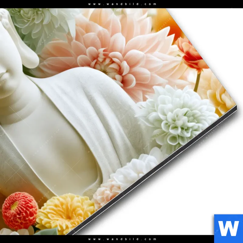 Alu-Dibond Bild | Buddha im Blütenglück | Querformat