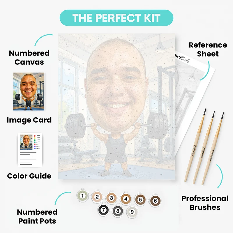 Gym Weightlifter Bobblehead - Custom Paint by Numbers Kit