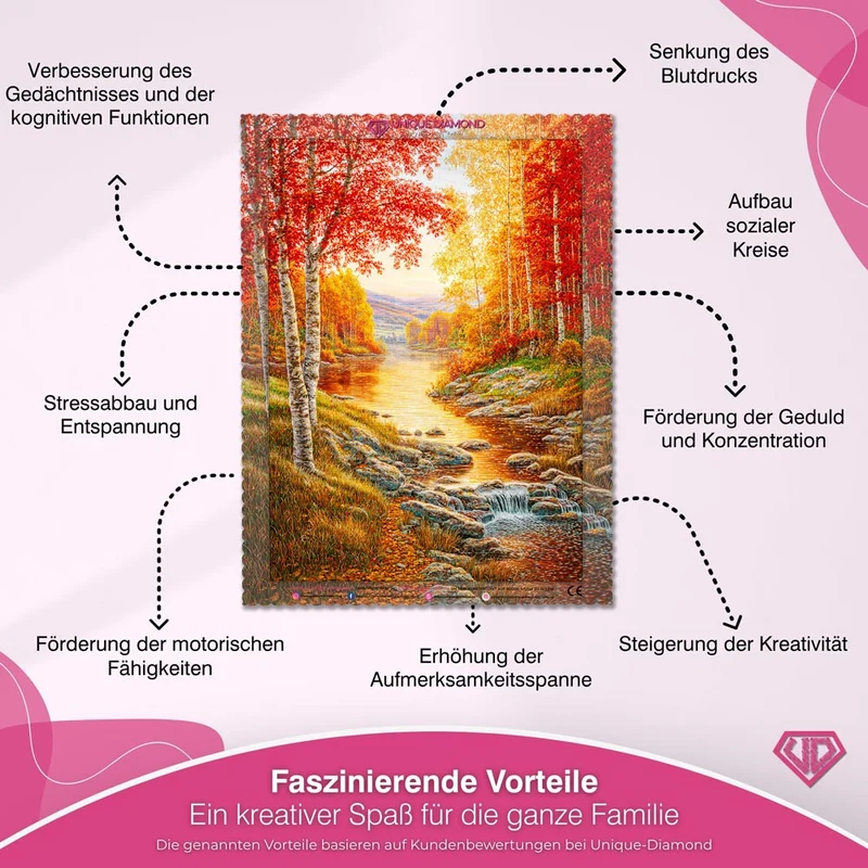 5D Diamond Painting – Goldenes Flüstern am Waldbach