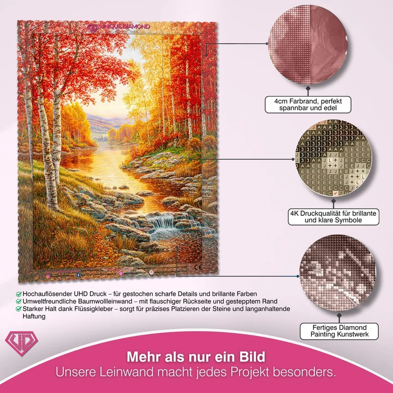 5D Diamond Painting – Goldenes Flüstern am Waldbach