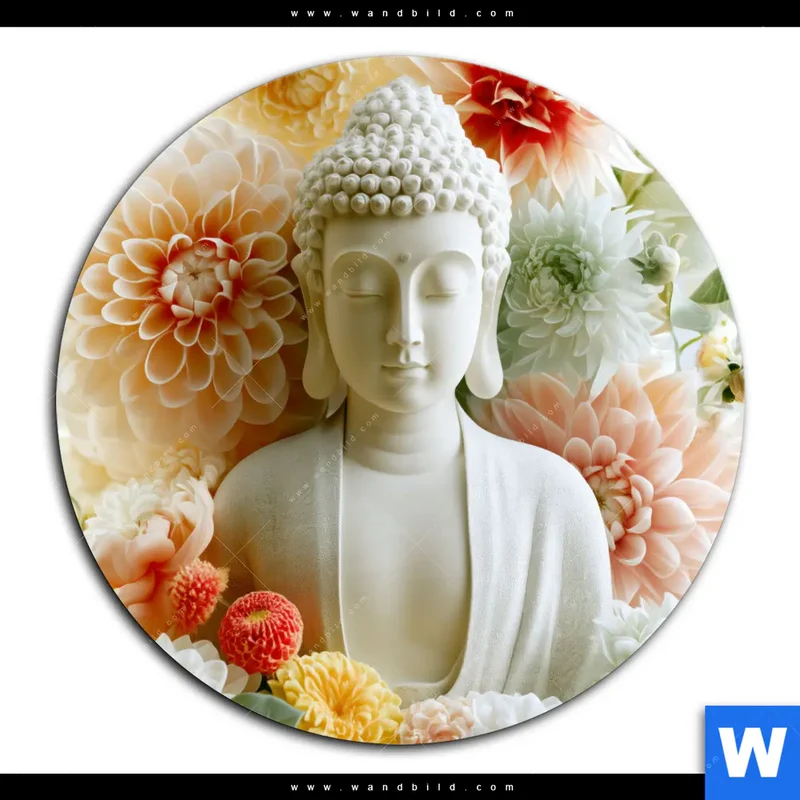 Alu-Dibond Bild | Buddha im Blütenglück | Rund