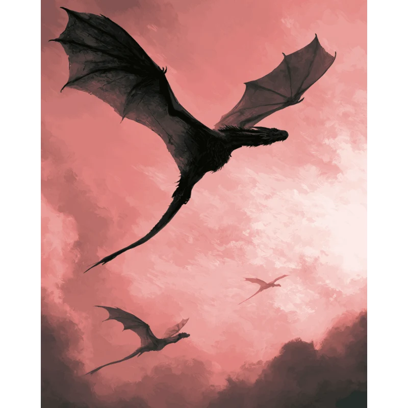 Drache am rosa Himmel