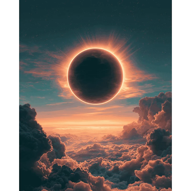 Sonnenfinsternis über den Wolken