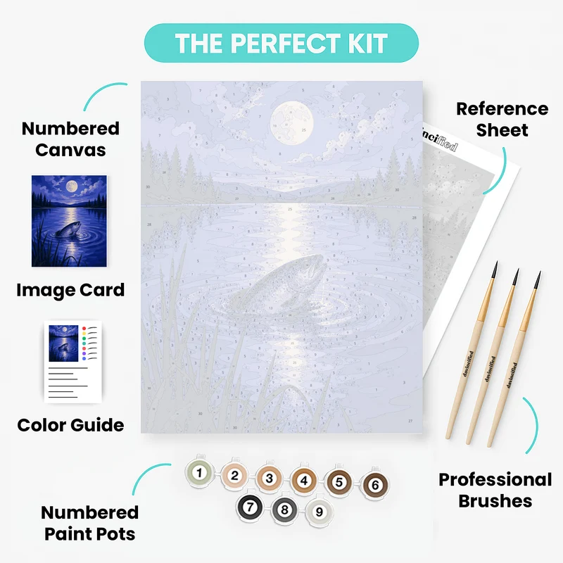 Moonlit Trout Rising - Paint by Numbers Kit