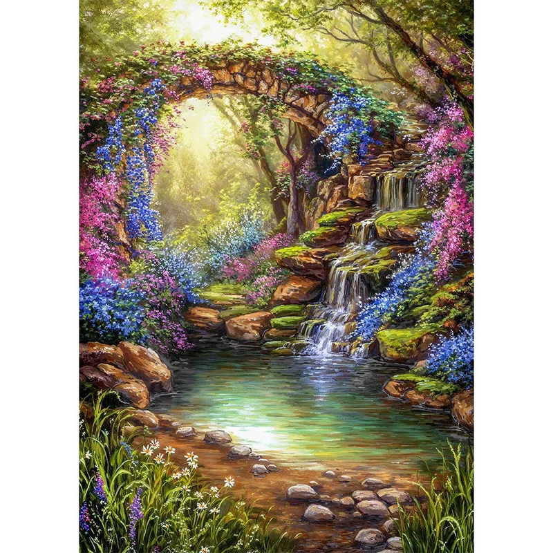 5D Diamond Painting – Elinoras Blütenbrücke