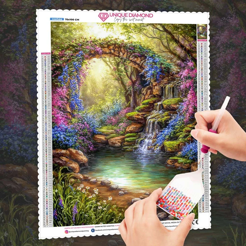5D Diamond Painting – Elinoras Blütenbrücke
