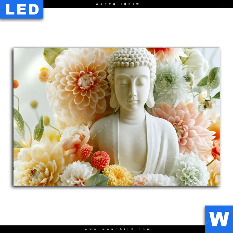 Canvalight® Leuchtbild | Buddha im Blütenglück | Querformat
