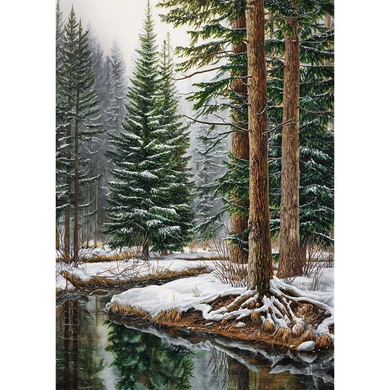 5D Diamond Painting – Winterwald der Stille
