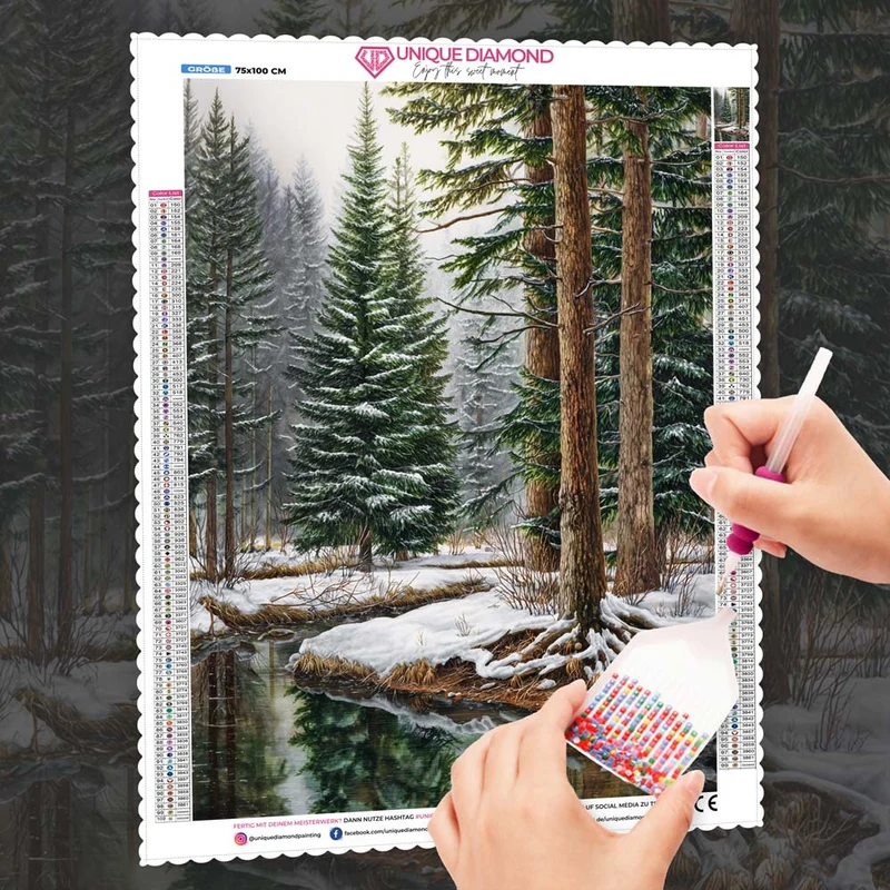 5D Diamond Painting – Winterwald der Stille