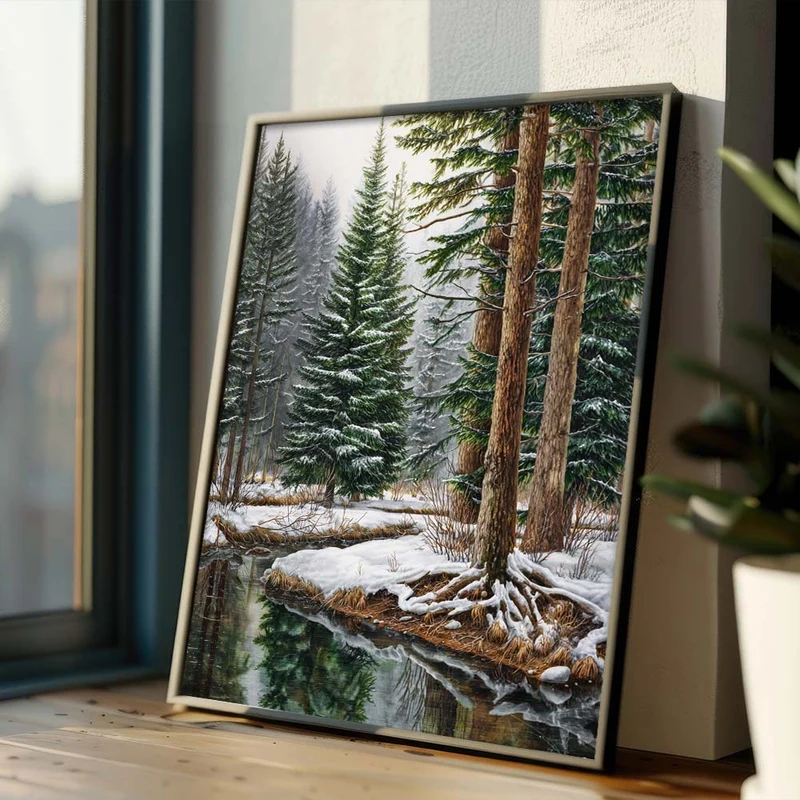 5D Diamond Painting – Winterwald der Stille