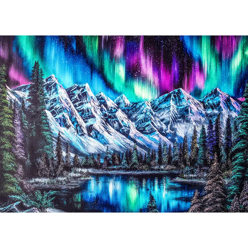 5D Diamond Painting – Aurora über dem Eisgebirge