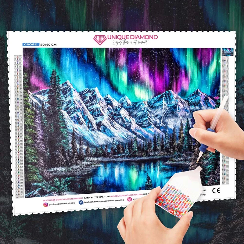5D Diamond Painting – Aurora über dem Eisgebirge