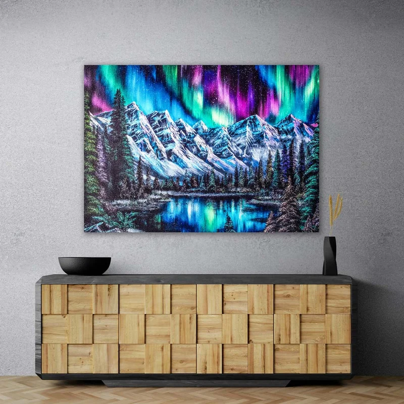 5D Diamond Painting – Aurora über dem Eisgebirge