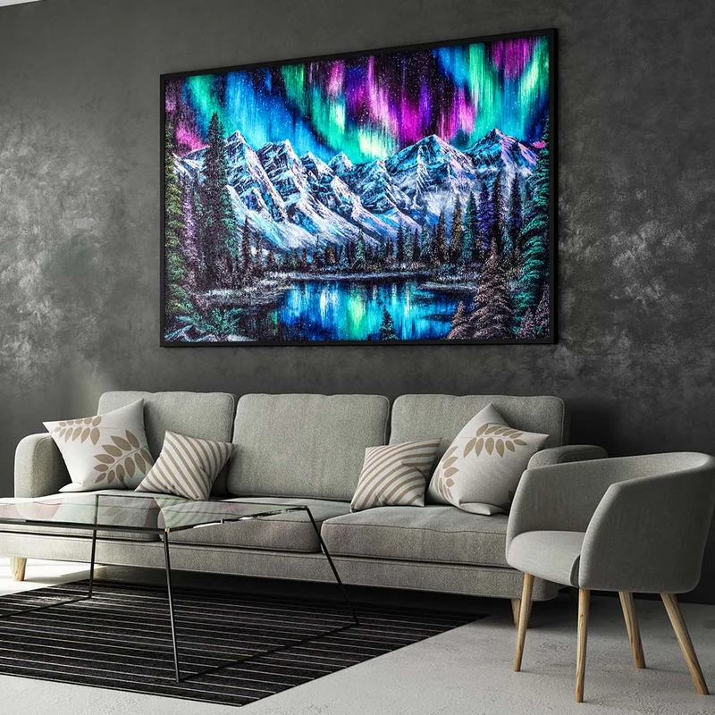 5D Diamond Painting – Aurora über dem Eisgebirge