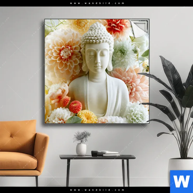 Spannbild | Buddha im Blütenglück | Quadrat