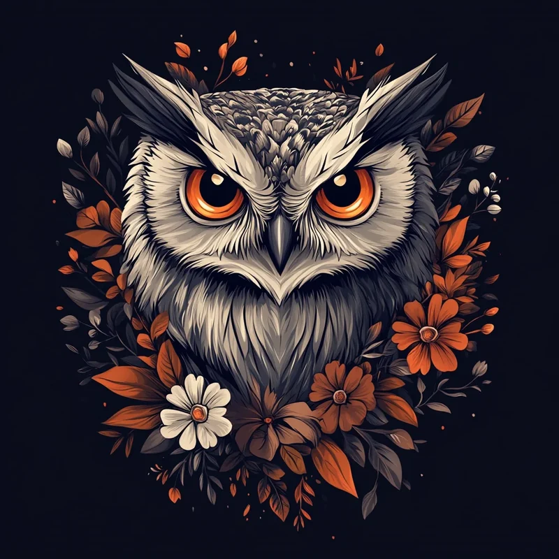 Brown Flower Eye Owl Diamond Art Kit