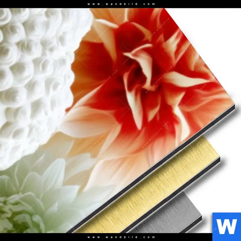 Aluminiumbild gebürstet | Buddha im Blütenglück | Schmal