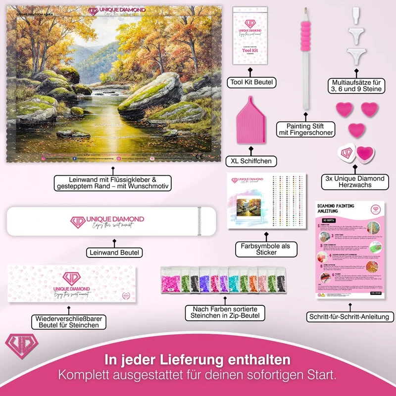 5D Diamond Painting – Sonnenkuss im Herbsttal