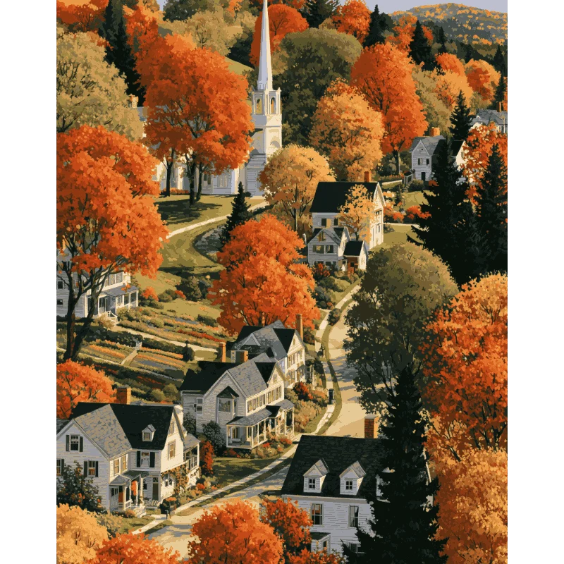 Herbststädtchen in Neuengland