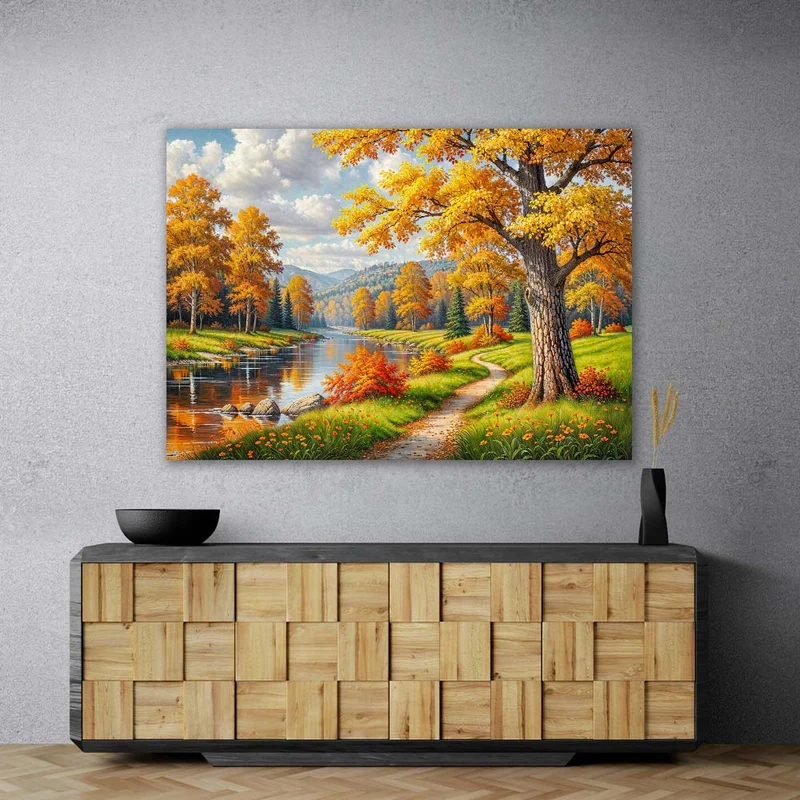 5D Diamond Painting – Herbstpfad der goldenen Stille